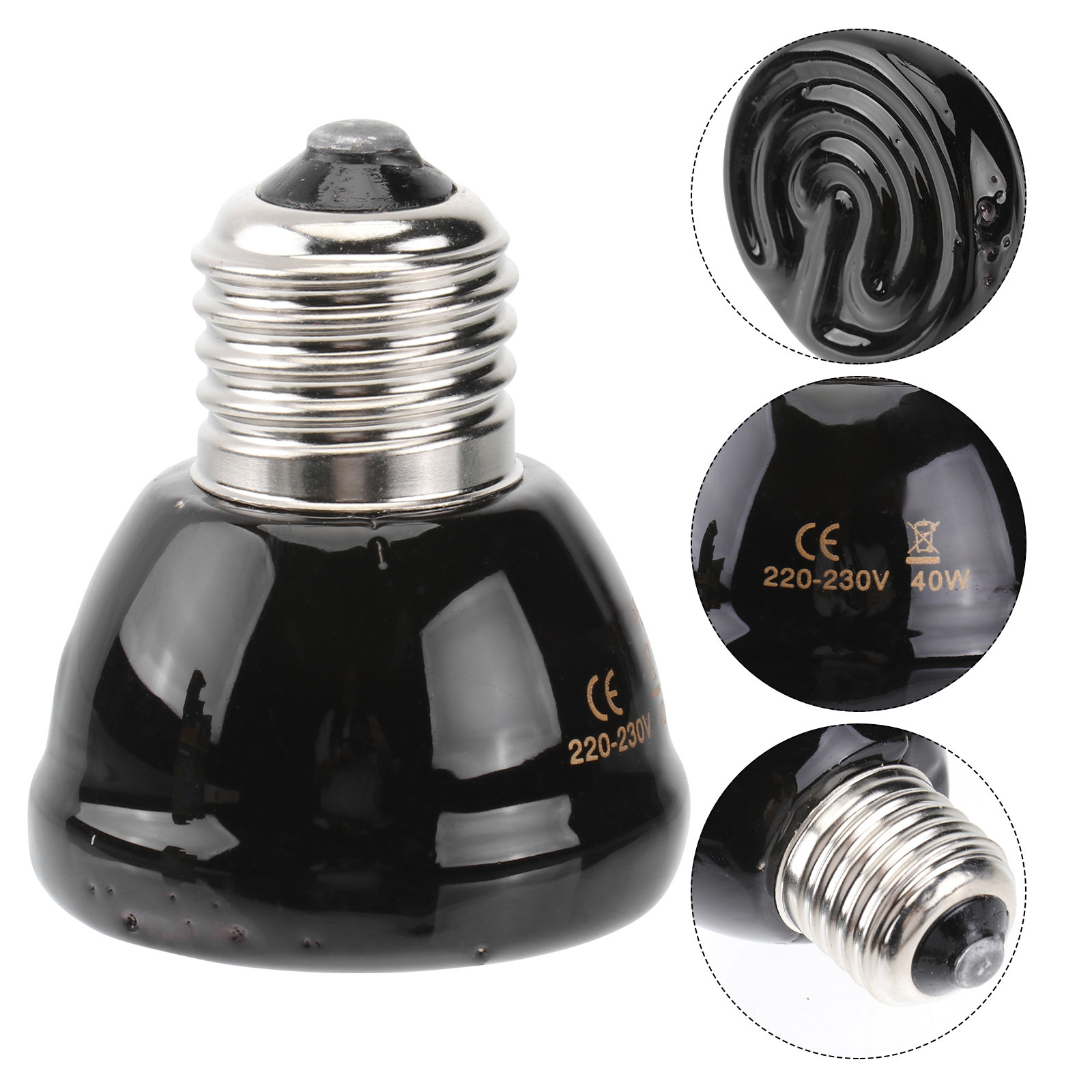 Ceramic Heat Emitter - 1Pcs 40W E27 Heat Lamp Reptile